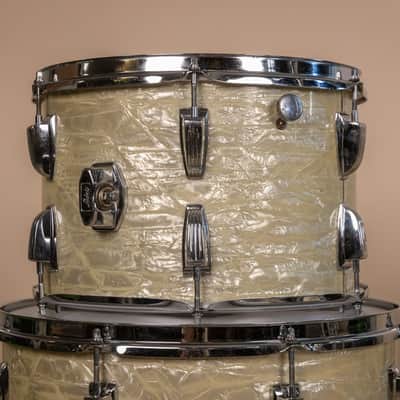 1960s Ludwig Rock Duo White Marine Pearl Drum Set image 14