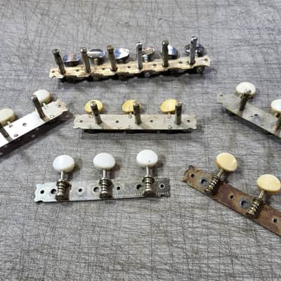 Pile of Vintage RARE 1960's Teisco Kay Japan 5 3x3 plates and One 6 on a plate Guitar Tuners Luthier Parts #4 image 2