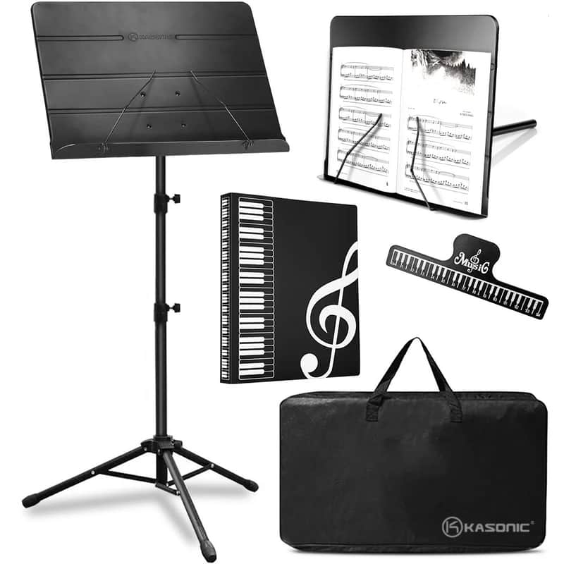 NEW Portable Music Stand + Carrying Bag and Music Sheet Clip Holder image 1