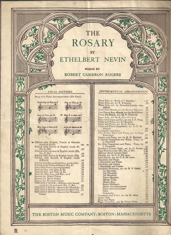 The Rosary-Sheet Music, 1898 image 1