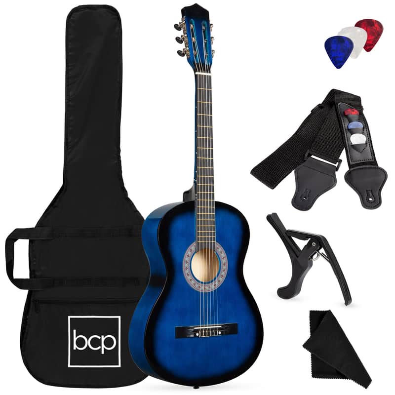 Best Choice Products Beginner Acoustic Guitar Set w/ Case, Strap, Strings - 38in-Blueburst image 1