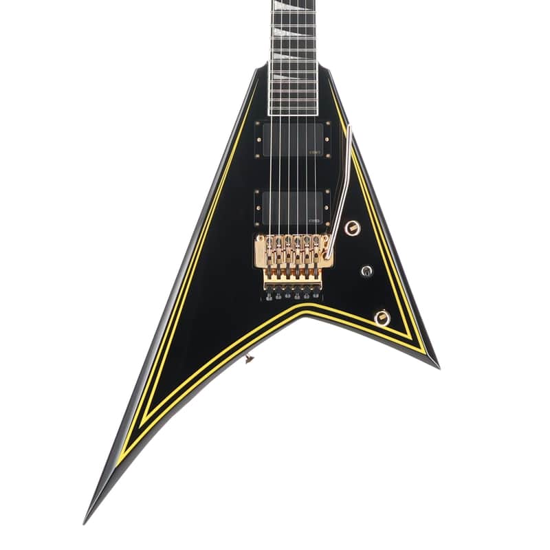 Jackson MJ Series Rhoads RR24MG, Ebony Fingerboard, Black with Yellow Pinstripes (RP) image 1
