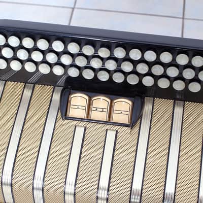 Vintage Hohner Amati IV R Chromatic Button Accordion - 80 Bass (Black/Gold) image 3