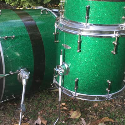 C&C Custom Drums Green Glass Glitter USA Order Made Drum Set Rock Kit CC Cardwell & Cardwell CC Maple Shells 12/14/22 image 5