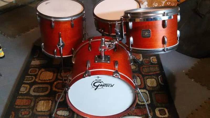 Gretsch Broadkaster Vintage Drum Set Satin Burnt Orange image 1