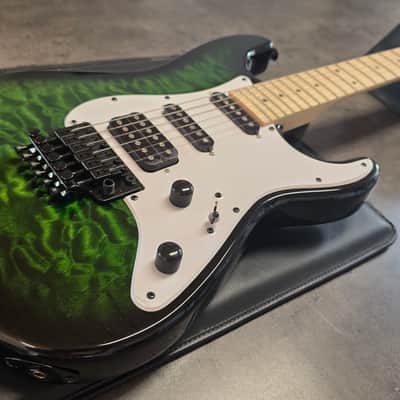 Jackson Adrian Smith SDXQM Signature BRAND NEW IN BOX! Transparent Green Burst Iron Maiden Pro Artist HSS FR Floyd Rose San Dimas Super Strat with Fender Stratocaster headstock SDQX AAA Quilt Top Quilted Maple image 1