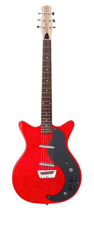 Danelectro GLITTER59-RED Semi-Hollow Spruce Body Maple Neck 6-String Electric Guitar image 1