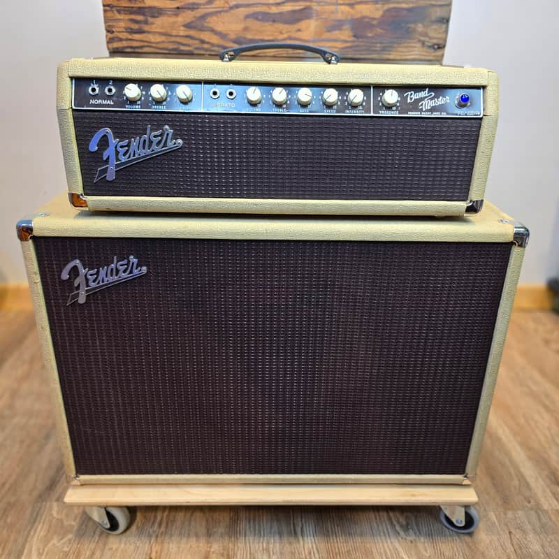 1961 Fender Bandmaster 40-Watt 2-Channel 1x12" Piggyback Guitar Amp - Brown panel image 1