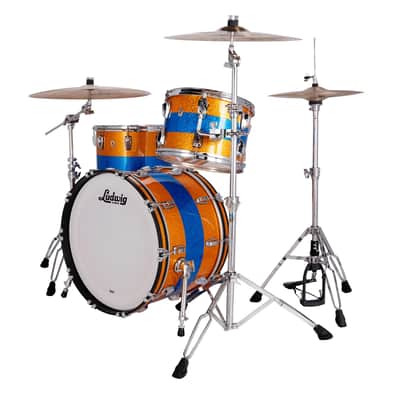 Ludwig Classic Maple Fab 3-piece Shell Pack - Gold/Blue Tri-band image 2