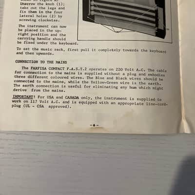 Farfisa Fast 2 owners manual image 2