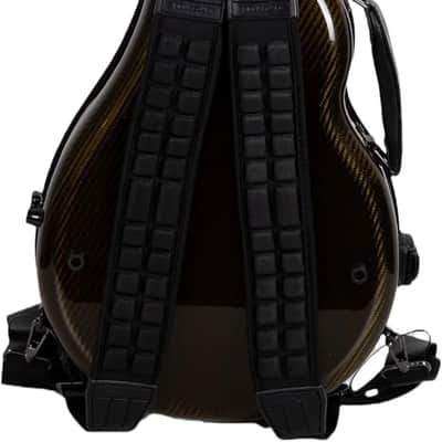 Crossrock Air Carbon Mandolin Case for F-Style (Fits Gibson F5) | Gloss 3K Carbon Weave Finish in Luxe Gold, TSA Lock, Backpack Straps, Dust Cover – Elite Flight Case image 6