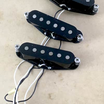 1989 Vintage Fender Japan MIJ Strat Pickup Set Relic Wiring Harness Pots Black Bobbins Post JV Era image 2
