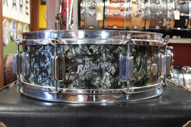 1960s Rogers 5x14 Powertone Snare Drum in Black Diamond Pearl image 1