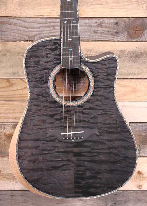 B.C. Rich Prophecy Series Acoustic/Electric Guitar Smoke Black Quilt w/ Case image 1
