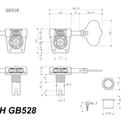 GOTOH GB528 Res-o-lite Bass Tuning Machines Tuners - 4L - Nickel image 2