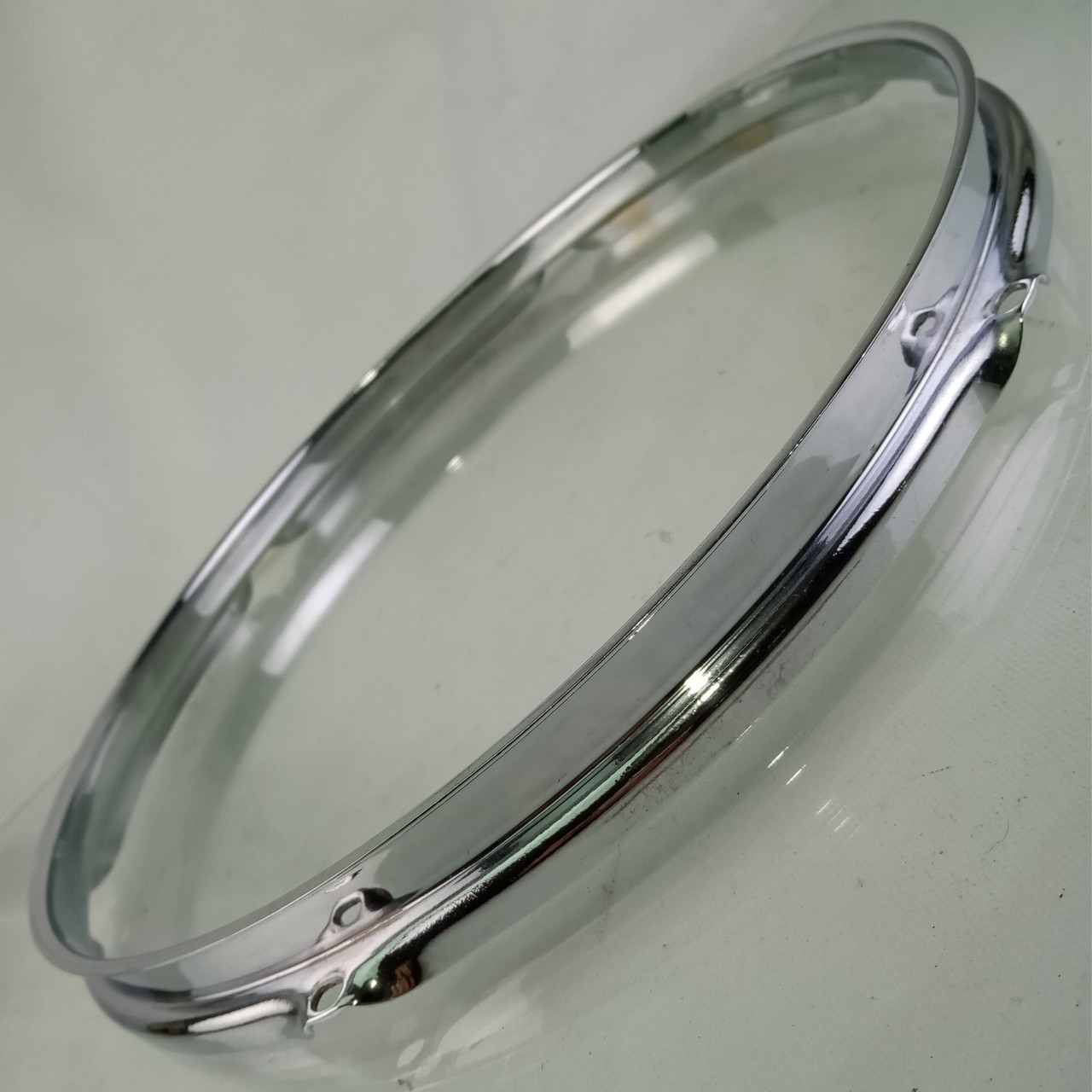 Ludwig 13" 6Lug Chrome-BRASS Tom Drum Rim/Hoop Triple-Flange Vintage 50s COB — main photograph