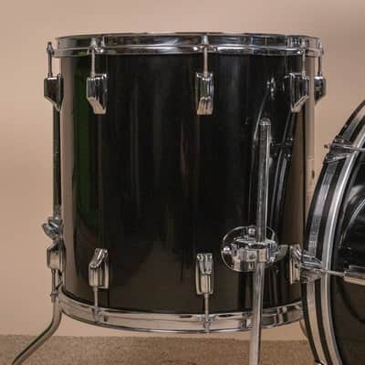 1980s Rogers XP-8 Jet Black Drum Pearl Drum Set 14x22 9x13 and 16x16 image 5