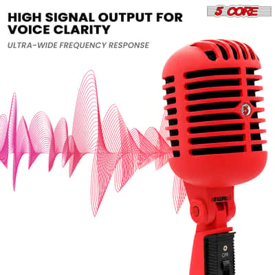 5Core Vintage Microphone Classic Dynamic Professional XLR Studio Retro Style Mic RED image 8