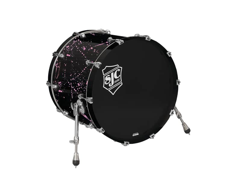 SJC Drums Navigator 18x22 Bass Drum - Black w/ Pink Splatter / Chrome - New image 1