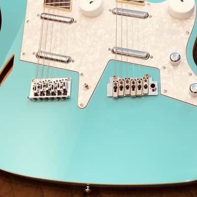 Eastwood SURFCASTER 12/6 Bound Tone-Chambered Mahogany Body Double Neck Electric Guitar w/Hard Case image 11