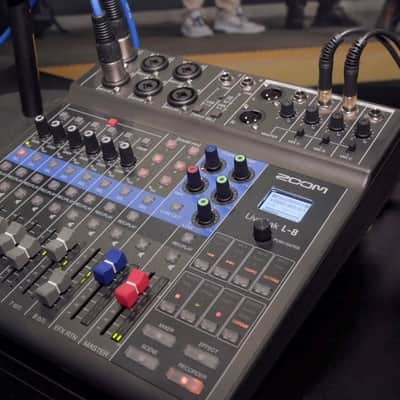 Zoom LiveTrak L-8 8-Channel Digital Mixer / Recorder with 2x ZDM-1 Podcast Microphone Packs, 2x Microphone Boom Arms, 5x AA Batteries and 32GB microSD Card with Adapter image 6