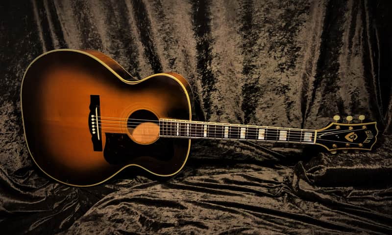 Guild F50 1959 Hoboken Jumbo Acoustic Ghost Label "Rare Bird Alert" Flame Maple Archback Buddy Holly image 1