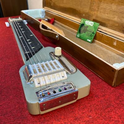 Vintage Teisco model 7 lap steel guitar set with homemade case image 6