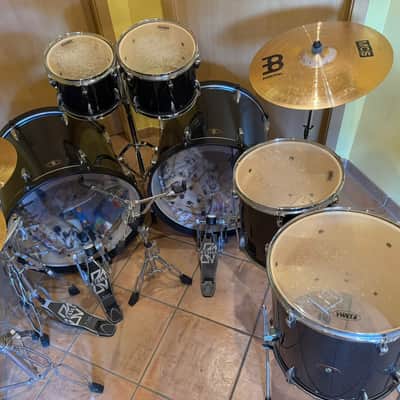 Tama Imperialstar Blacksparkle Double Bassdrum Kit 2010s - Black Sparkle image 3