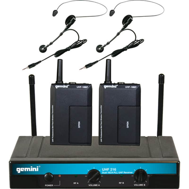 Gemini - UHF-216HL - 2-channel UHF Headset/lav Wireless System image 1