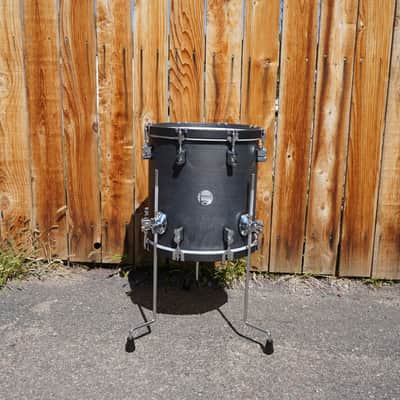 DW/ PDP Concept Classic Maple Series 14'' Ebony Stain Oil 14" Floor Tom w/ Legs & Maple Wood Hoops image 3