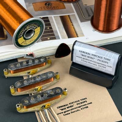 GVT “ NOS Wire “ Handwound Pickups for Stratocaster ®️ Original Pre CBS  1955 Magnet Wire Ltd. Ed. Anaconda Heavy formvar 1964 - Set No02 image 6