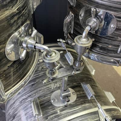 Vintage 1968 Rogers Londoner 4 Piece Drum Shell Pack - 12/13/16/20 - Black Strata Pearl image 3
