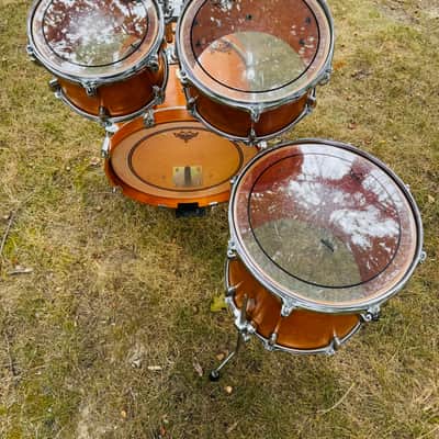 Yamaha Custom Absolute Bop Jazz Drum Set 10x7, 12x8 toms , 14x14 floor, 18x14 Vintage Natural Maple bass, Birch toms Gold badge MIJ image 5