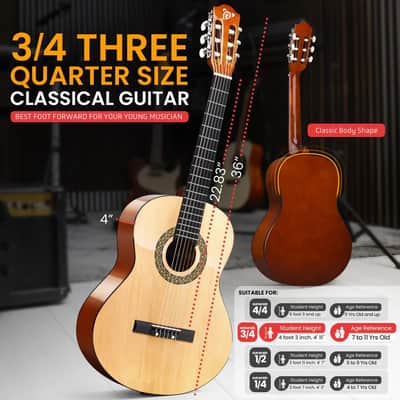 Acoustic Guitar Kit, Beginner 3/4 Size, All Wood, 36" Natural Ash image 2