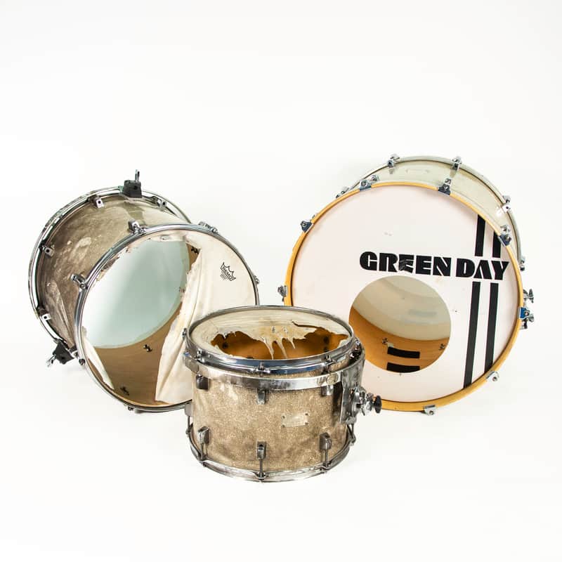 OCDP 14/18/22 Burned Silver Sparkle Drum Kit Owned By Tre Cool Of Green Day image 1