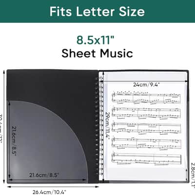 Sheet Music Folders Choir Binder: Piano Music Sheet Holder Storage Fits Letter Size 8.5 x 11 Inch for Choral,Guitar, Orchestra, Band - 40 Plastic Sleeves Display 80 Pages (Spiral) image 2