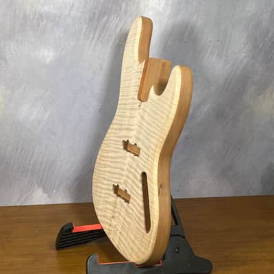 high end  Offset bass body NOS Curly Maple Top Solid One-piece Mahogany Back Unfinished Front Routed Luthier Supply R37 image 14