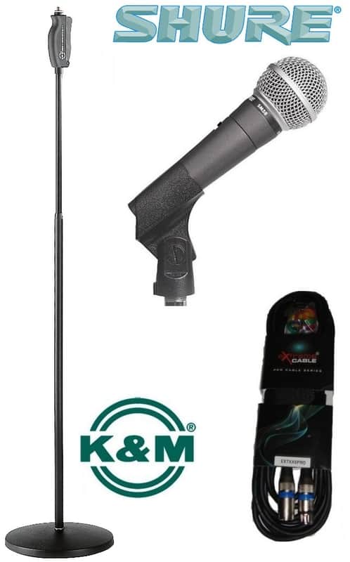 Shure Sm58 ( Sm 58 Lce ) Microfono + Konig & Meyer 26085 Asta Microfonica One Hand + Cavo Xlr 5 Mt. M/F In Bundle