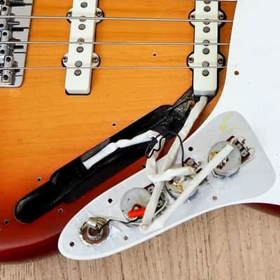 All Original Vintage Fullerton Era 4-bolt 1983 / 1984 Fender American Standard Jazz Bass, Dan Smith, AVRI, Sienna Burst Ash, OHSC image 21