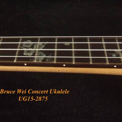 Handmade Concert Ukulele, Solid Taiwania, Pommele, TAIWAN Map, Soft-bag, Bruce Wei UG15-2875 image 3