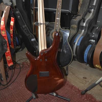 2010 Ibanez SR370 Soundgear Active Bass in Brown Burst, w/New Black Dunlop Straploks & a New Black ABS Hardshell Case image 3