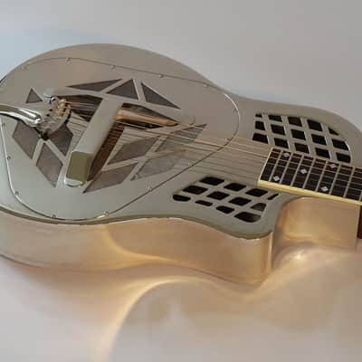 National Reso-Phonic Style 1.5 German Silver Body Cutaway Tricone 2023 Mirror Nickel w/Wiggle Border image 3