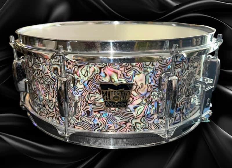 Majestic Drums 5.5x14" MIJ 8-lug 'Stencil' Snare Drum 1960s in Abalone Pearl Wrap image 1