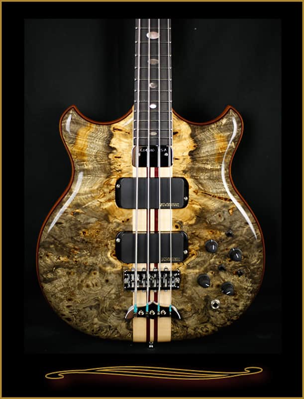 Alembic Stanley Clarke Deluxe in Buckeye Burl with Side LEDs Natural image 1