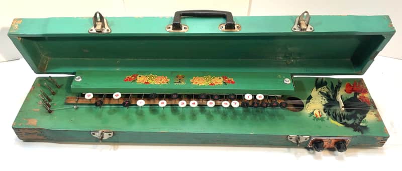 Vintage electric Benjo Bulbul tarang Indian circuitbent banjo The Chicken/Goldfish signature model 1960s Green image 1
