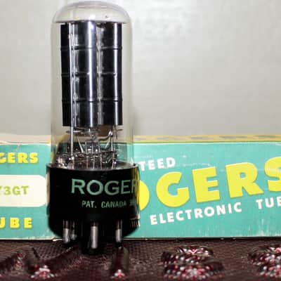 ROGERS 5Y3GT CANADA VT-197 BLACK PLATE D GETTER NOS+ NIB MINTY VINTAGE 1958 image 2
