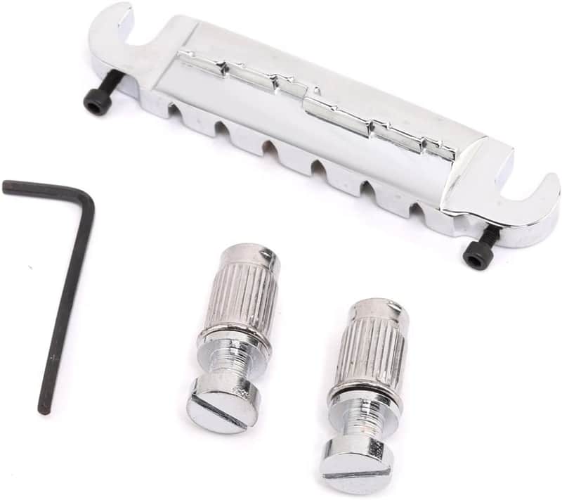 Brio 6 String Compensated Wraparound Stud Mount Adjustable Bridge for Les Paul Style Guitar Chrome image 1