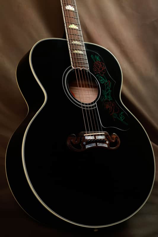Gibson SJ-200 Rose Custom Acoustic Guitar Black J-200 | Reverb