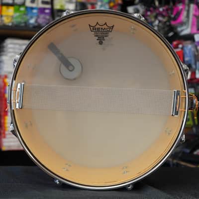 1970s USA Ludwig 6.5x14" Maple Snare Drum - Blue/Olive Badge - Gold Sparkle Wrap image 17