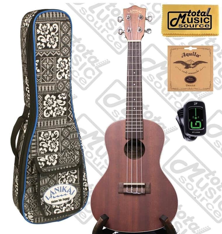 Lanikai LU-21C Concert Ukulele Bundle w/Tribal Padded Gigbag,Tuner,Strings & PC image 1